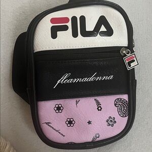 Fila Black and White Crossbody Bag with Pink Accents